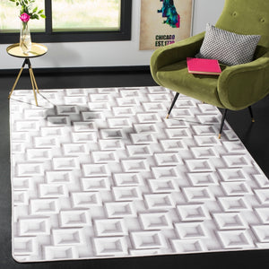 Daytona 107  Power Loomed Polyester Pile Rug Ivory / Light Grey