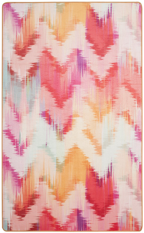 Daytona 110  Power Loomed Polyester Pile Rug Fuchsia / Orange