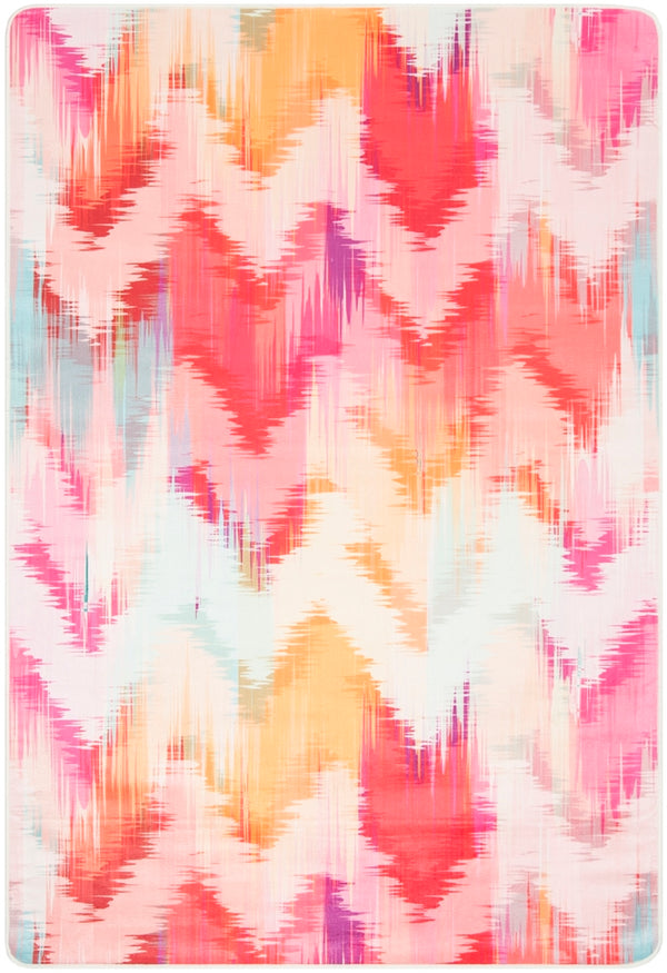 Daytona 110  Power Loomed Polyester Pile Rug Fuchsia / Orange