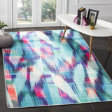 Daytona 118  Power Loomed Polyester Pile Rug Turquoise / Fuchsia