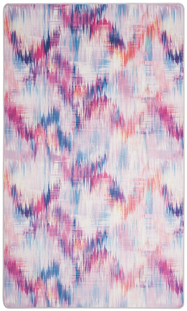 Daytona 119  Power Loomed Polyester Pile Rug Ivory / Pink