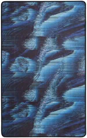 Daytona 120  Power Loomed Polyester Pile Rug Black / Turquoise