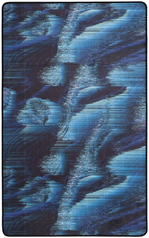 Daytona 120  Power Loomed Polyester Pile Rug Black / Turquoise