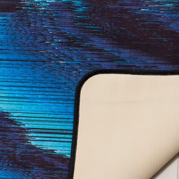 Daytona 120  Power Loomed Polyester Pile Rug Black / Turquoise