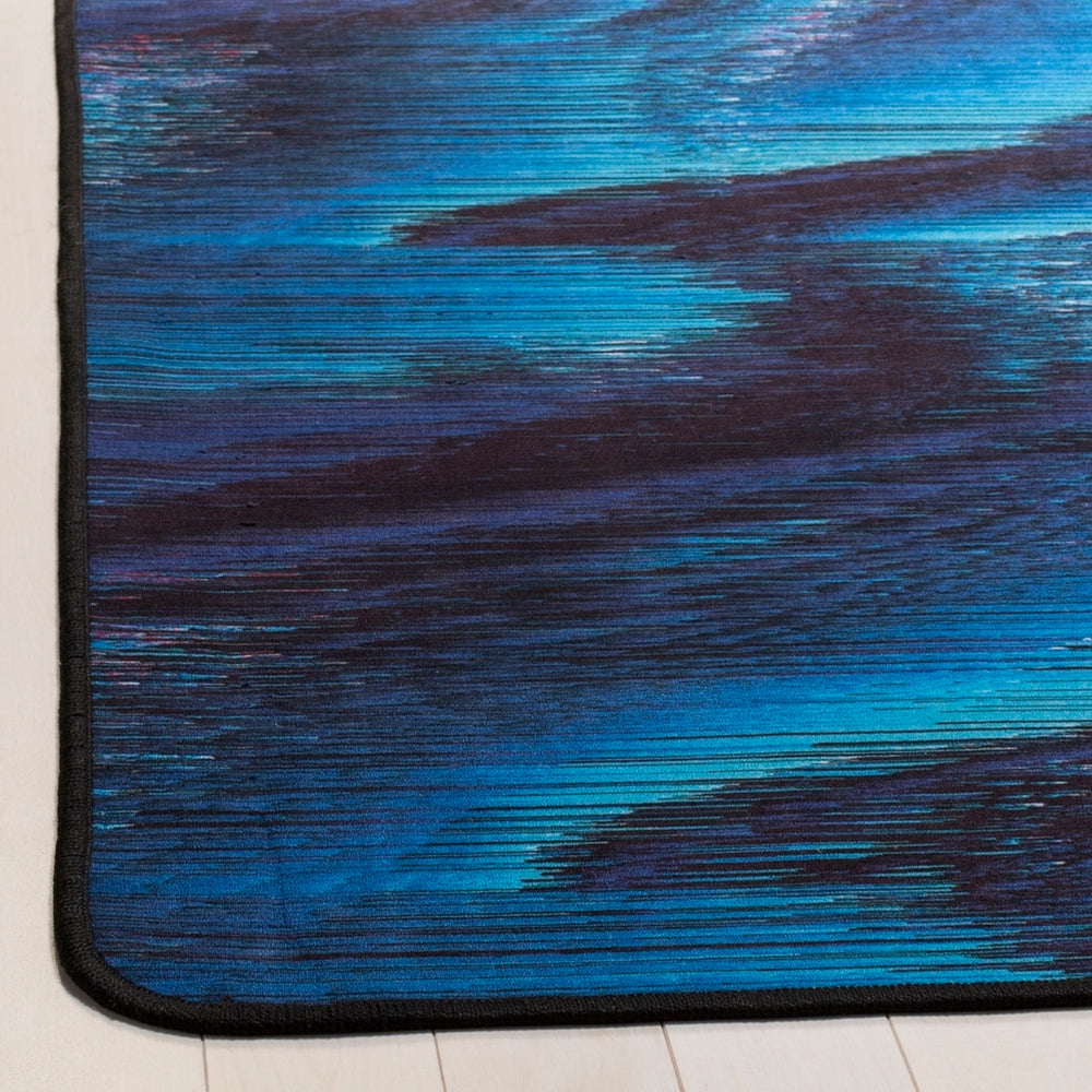 Daytona 120  Power Loomed Polyester Pile Rug Black / Turquoise