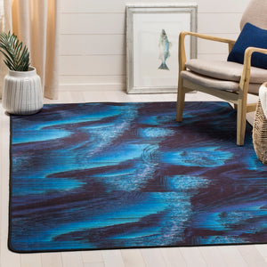Daytona 120  Power Loomed Polyester Pile Rug Black / Turquoise