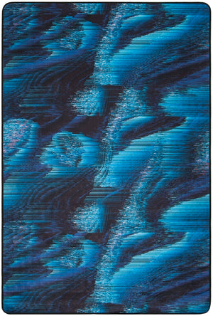 Daytona 120  Power Loomed Polyester Pile Rug Black / Turquoise