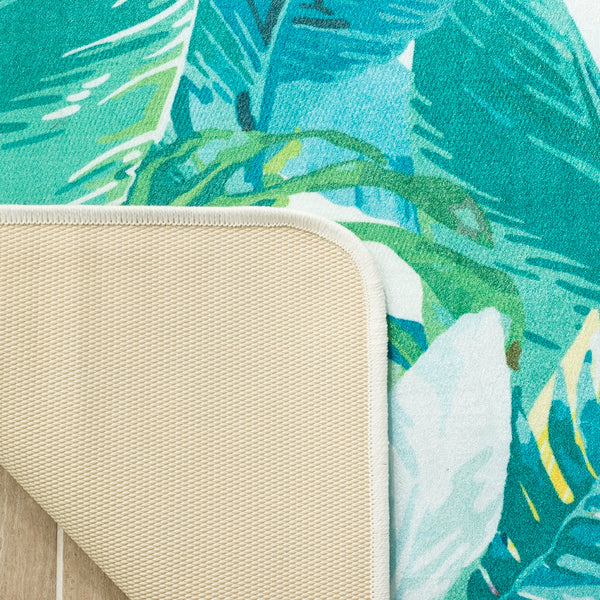 Daytona 121  Power Loomed Polyester Pile Rug Ivory / Green