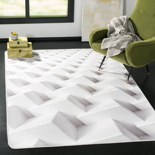 Daytona 123  Power Loomed Polyester Pile Rug Ivory / Grey