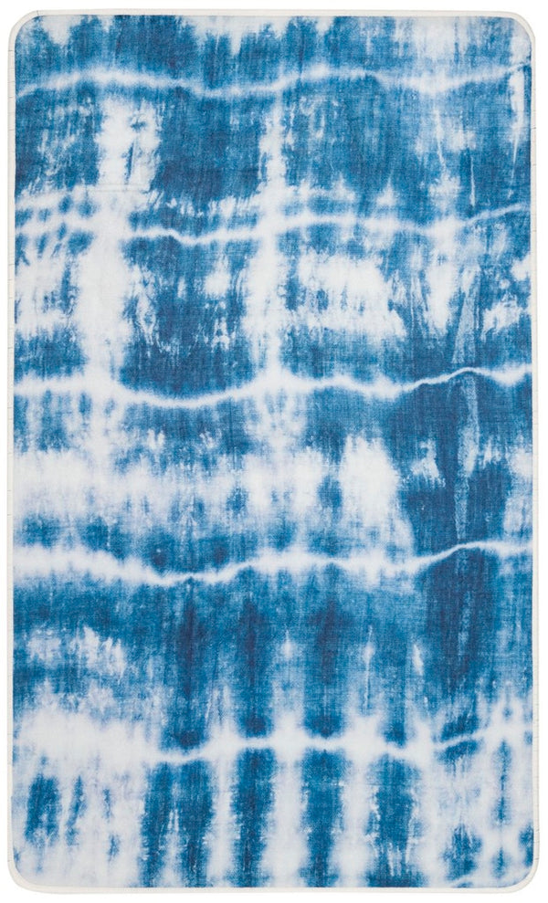 Daytona 124  Power Loomed Polyester Pile Rug Ivory / Blue