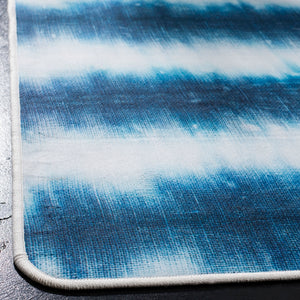 Daytona 124  Power Loomed Polyester Pile Rug Ivory / Blue