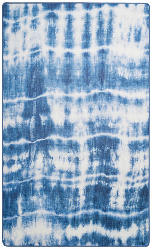 Daytona 124  Power Loomed Polyester Pile Rug Ivory / Blue