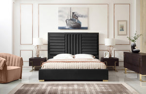 VIG Furniture Modrest Daystar - Modern Black Velvet & Gold Bed VGVCBD1905-19-BLK-BED
