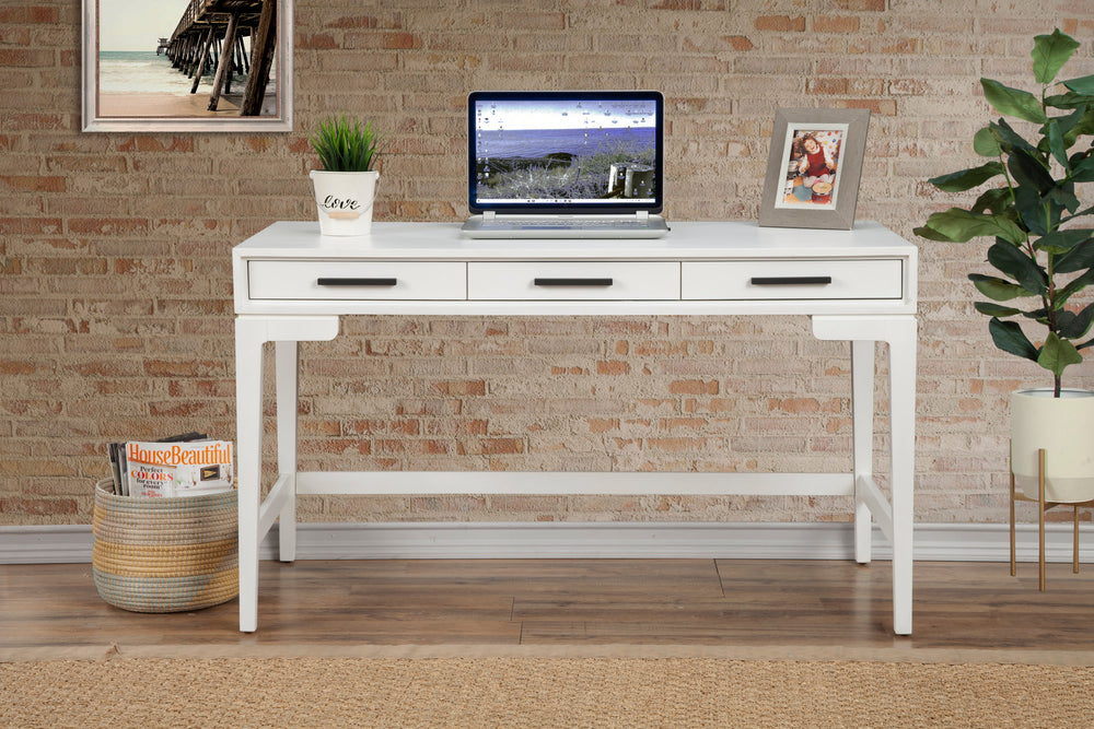 Nova Large Desk in Elegant Chalk White - Mahogany, Dovetail Drawers & Smooth Metal Glides