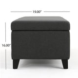 York Dark Grey Fabric Storage Ottoman Noble House