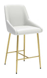 Zuo Modern Madelaine 100% Polyurethane, Plywood, Steel Modern Commercial Grade Counter Stool White, Gold 100% Polyurethane, Plywood, Steel