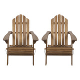 Hollywood Outdoor Acacia Wood Foldable Adirondack Chairs (Set of 2), Dark Brown