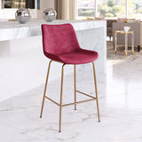 Zuo Modern Tony 100% Polyester, Plywood, Steel Modern Commercial Grade Counter Stool Red, Gold 100% Polyester, Plywood, Steel