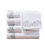 Madison Park Embroidered Microfiber Casual 4 PC Sheet Set Taupe Geo King MP20-8178