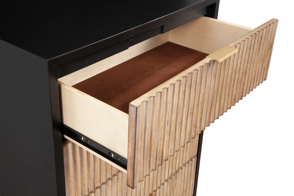 Larsen Chest - Elegant Black Mahogany Storage with Gold Accents, Felt Lined Drawers & Metal Glides