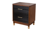 Alpine Furniture Belham 2 Drawer Nightstand 1971-02 Two Tone - Dark Walnut & Black Mahogany Solids & Veneer 21 x 15 x 25