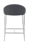 Zuo Modern Reykjavik 100% Polyester, Plywood, Steel Mid Century Commercial Grade Counter Stool Set - Set of 2 Graphite, Chrome 100% Polyester, Plywood, Steel