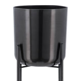 Sagebrook Home Contemporary Set of 3 -  Metal Planters On Stand 40/30/20"h, Gunmetal 14630-01 Black Metal