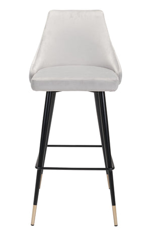 Zuo Modern Piccolo 100% Polyester, Plywood, Steel Modern Commercial Grade Barstool Gray, Black, Gold 100% Polyester, Plywood, Steel
