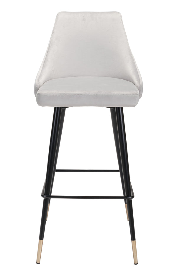 Zuo Modern Piccolo 100% Polyester, Plywood, Steel Modern Commercial Grade Barstool Gray, Black, Gold 100% Polyester, Plywood, Steel