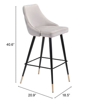 Zuo Modern Piccolo 100% Polyester, Plywood, Steel Modern Commercial Grade Barstool Gray, Black, Gold 100% Polyester, Plywood, Steel