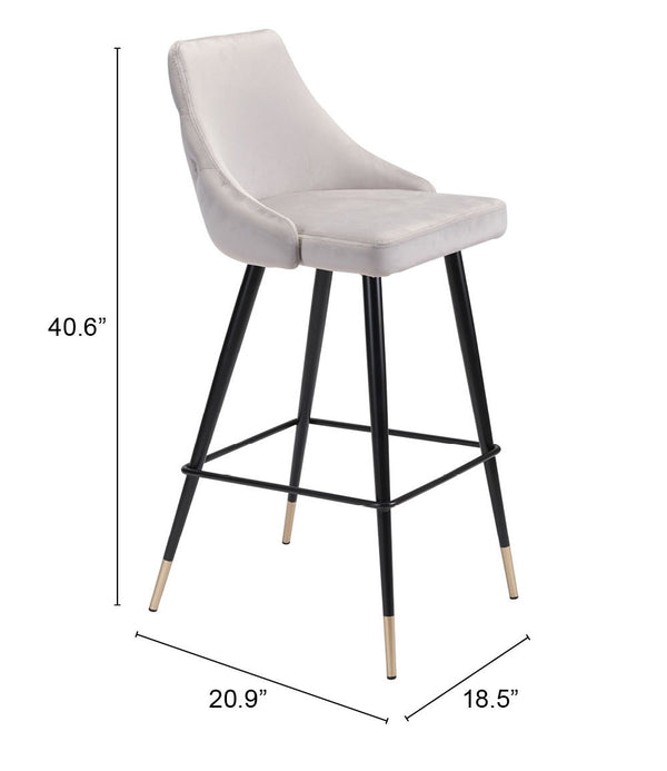Zuo Modern Piccolo 100% Polyester, Plywood, Steel Modern Commercial Grade Barstool Gray, Black, Gold 100% Polyester, Plywood, Steel