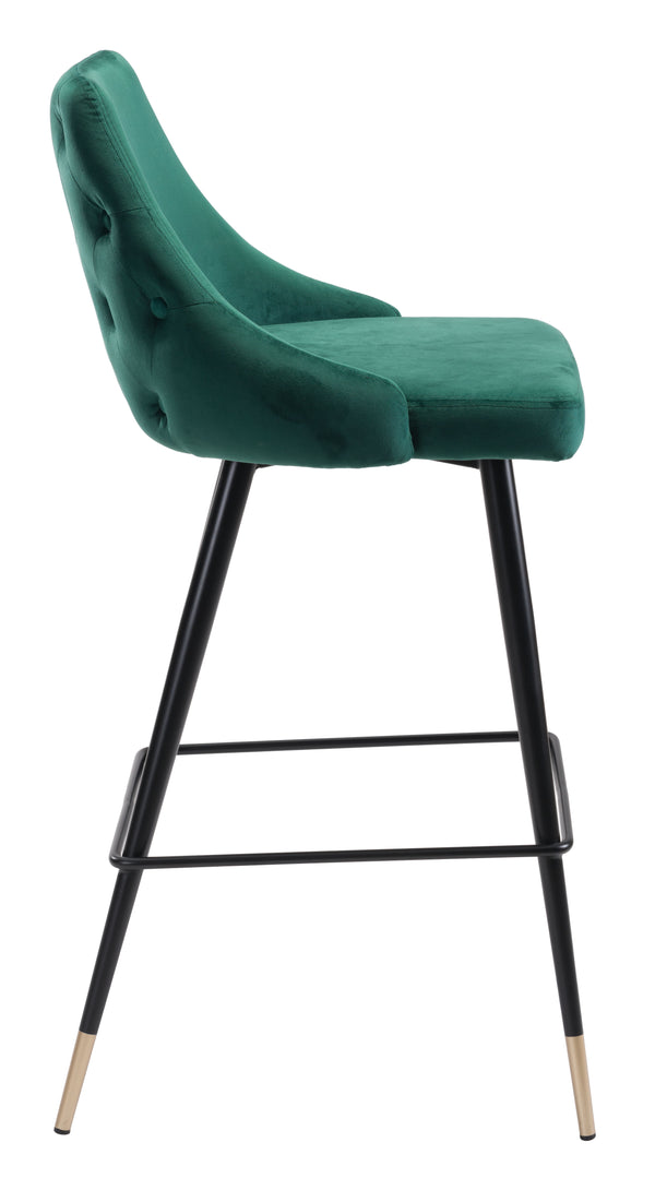Zuo Modern Piccolo 100% Polyester, Plywood, Steel Modern Commercial Grade Barstool Green, Black, Gold 100% Polyester, Plywood, Steel