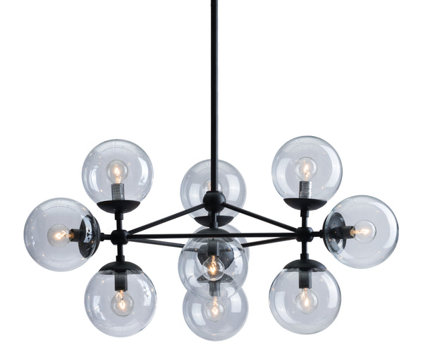 Zuo Modern Belfast Steel, Glass Modern Commercial Grade Ceiling Lamp Black, Clear Steel, Glass