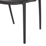 Gardenia Outdoor Modern Stacking Dining Chair, Black Noble House
