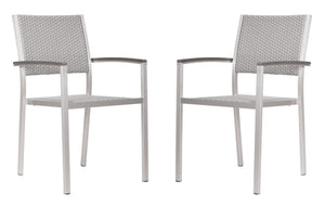 Zuo Modern Metropolitan Aluminum, Polyethylene Modern Commercial Grade Arm Chair Set - Set of 2 Gray, Silver Aluminum, Polyethylene