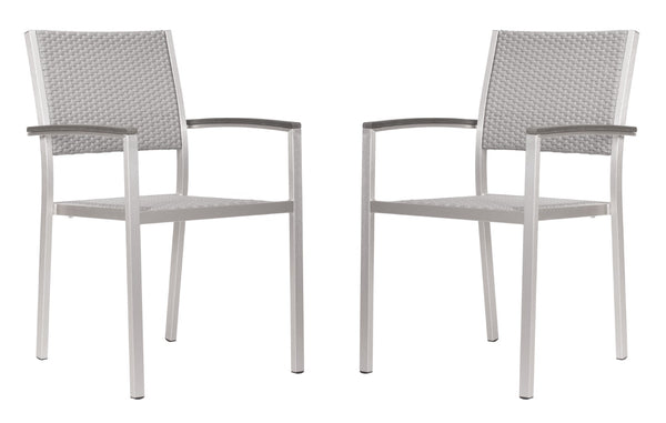 Zuo Modern Metropolitan Aluminum, Polyethylene Modern Commercial Grade Arm Chair Set - Set of 2 Gray, Silver Aluminum, Polyethylene