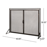 Cartwright Modern Iron Fireplace Screen, Black Brushed Gold Noble House