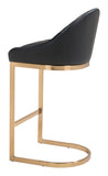 Zuo Modern Scott 100% Polyurethane, Plywood, Steel Modern Commercial Grade Barstool Black, Gold 100% Polyurethane, Plywood, Steel