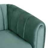 Richland Modern Glam Velvet Channel Stitch 3 Seater Sofa, Turquoise and Walnut Noble House