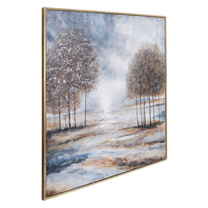 Sagebrook Home Contemporary 52x62 Handpainted Oil Canvas Forest, Multi 70139 Multi Polyester Canvas