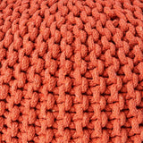 Moro Handcrafted Modern Cotton Pouf, Orange Noble House