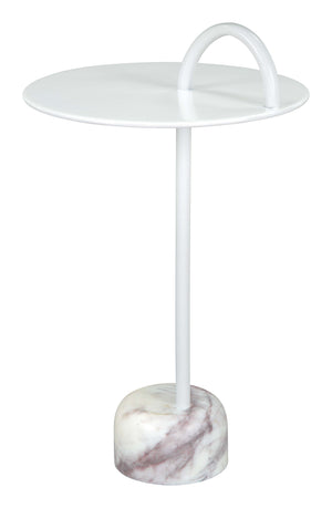 Zuo Modern Will Iron, Marble Modern Commercial Grade Side Table White, Multicolor Iron, Marble