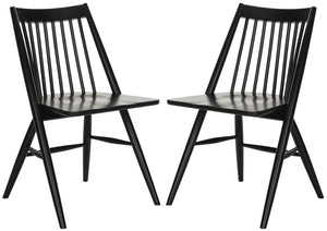 Safavieh - Set of 2 - Wren Dining Chair 19"H Spindle Black NC Coating Rubberwood DCH1000A-SET2 889048260023