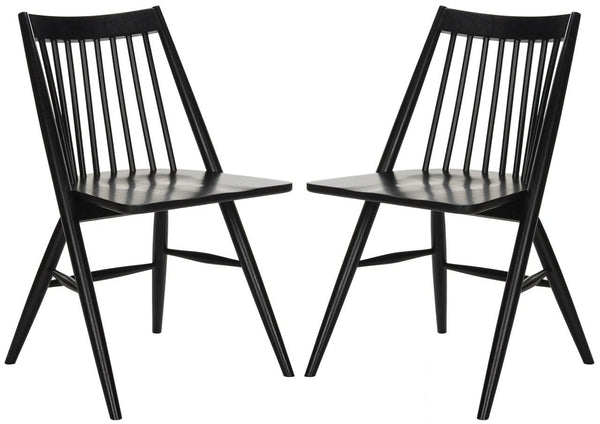 Safavieh - Set of 2 - Wren Dining Chair 19"H Spindle Black NC Coating Rubberwood DCH1000A-SET2 889048260023