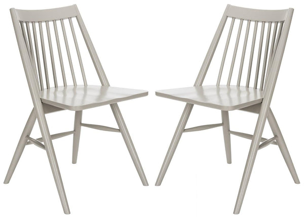 Safavieh - Set of 2 - Wren Dining Chair 19"H Spindle Grey NC Coating Rubberwood DCH1000C-SET2 889048270510