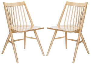 Safavieh - Set of 2 - Wren Dining Chair 19"H Spindle Natural NC Coating Rubberwood DCH1000D-SET2 889048270534