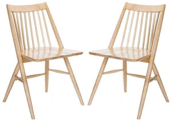 Safavieh - Set of 2 - Wren Dining Chair 19"H Spindle Natural NC Coating Rubberwood DCH1000D-SET2 889048270534