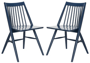 Safavieh - Set of 2 - Wren Dining Chair 19"H Spindle Navy NC Coating Rubberwood DCH1000E-SET2 889048270558