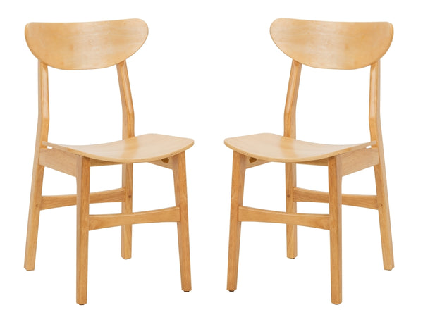 Safavieh - Set of 2 - Lucca Retro Dining Chair Natural Wood DCH1001A-SET2