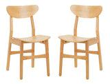 Safavieh - Set of 2 - Lucca Retro Dining Chair Natural Wood DCH1001A-SET2